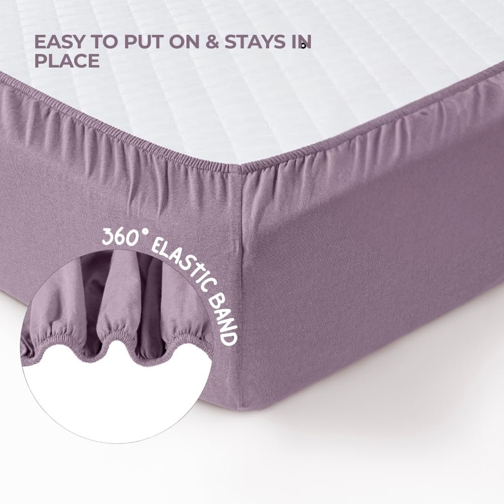 MHG Living Light Pink and Purple Jersey Cotton Fitted Cot Bed Sheet 140 x 70cm 2 Pack Image 4