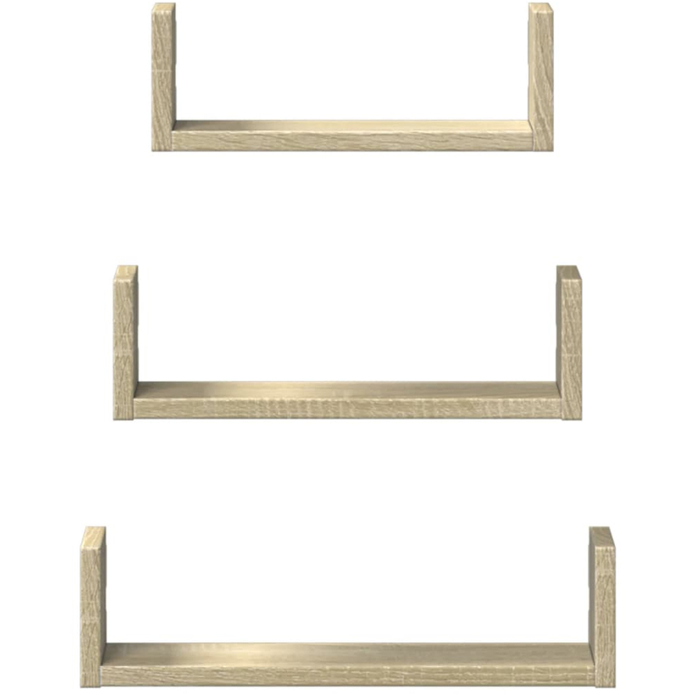 vidaXL 40 x 10 x 10.5cm Set of 3 Sonoma Oak Wall Shelf Image 3