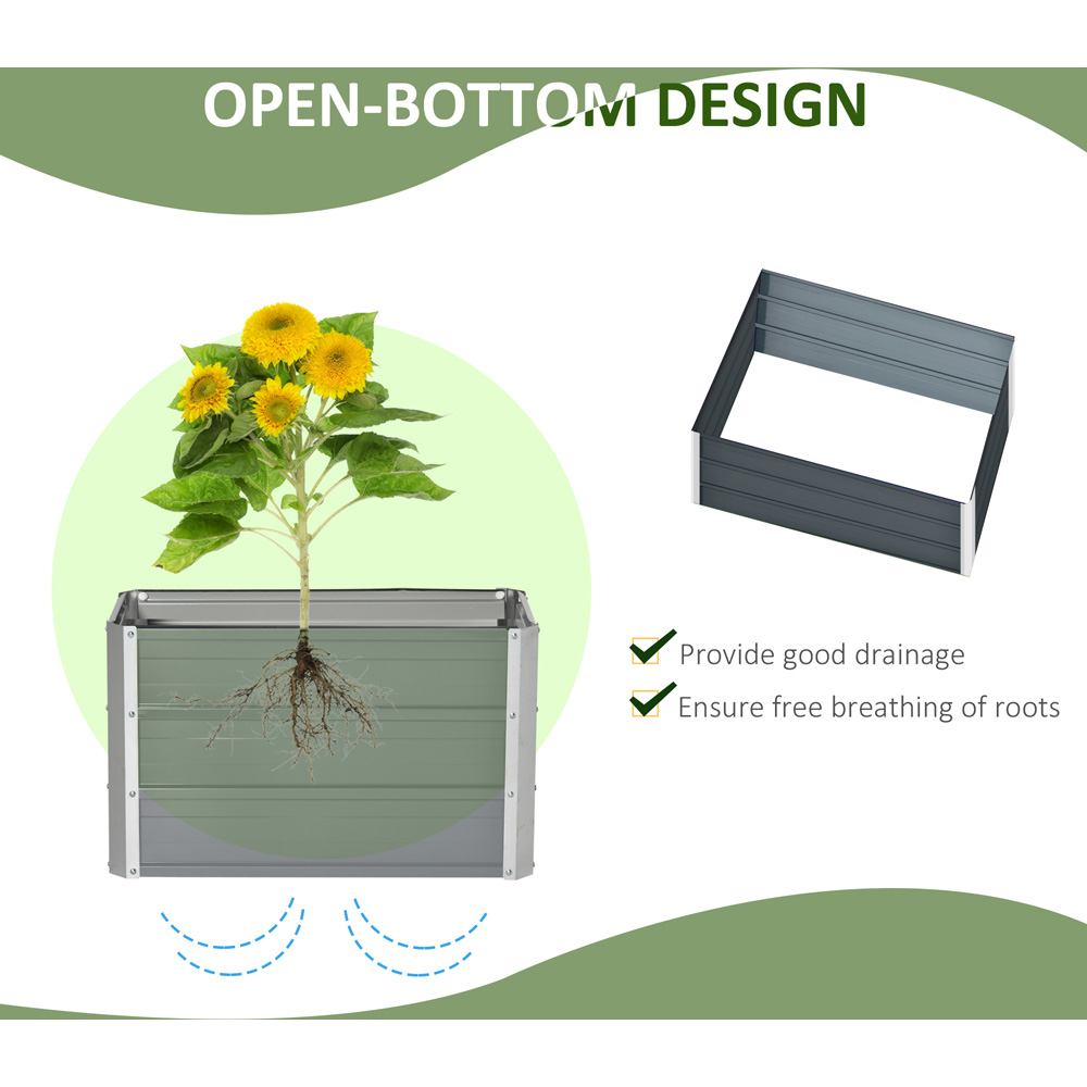 Outsunny Grey Steel Raised Bed Garden Box Planter Image 4