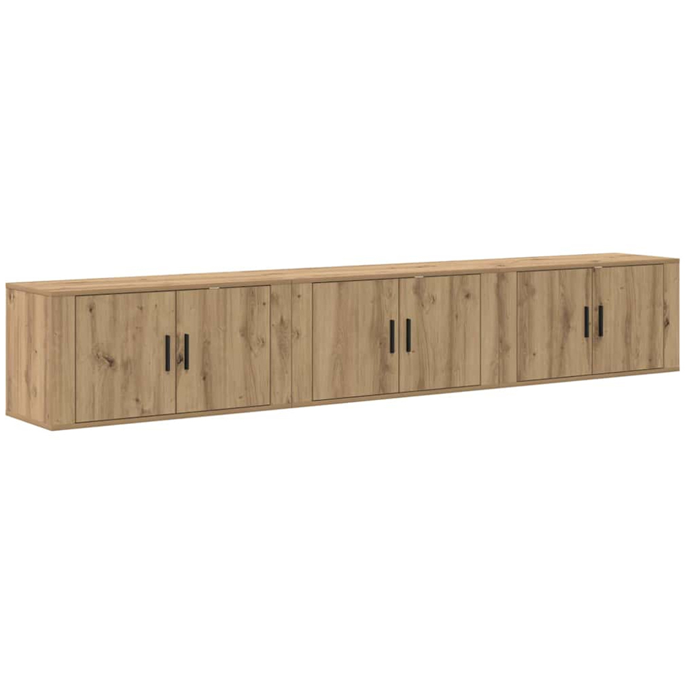 vidaXL 2 Door Artisan Oak Wall Mounted TV Unit Set of 3 Image 7