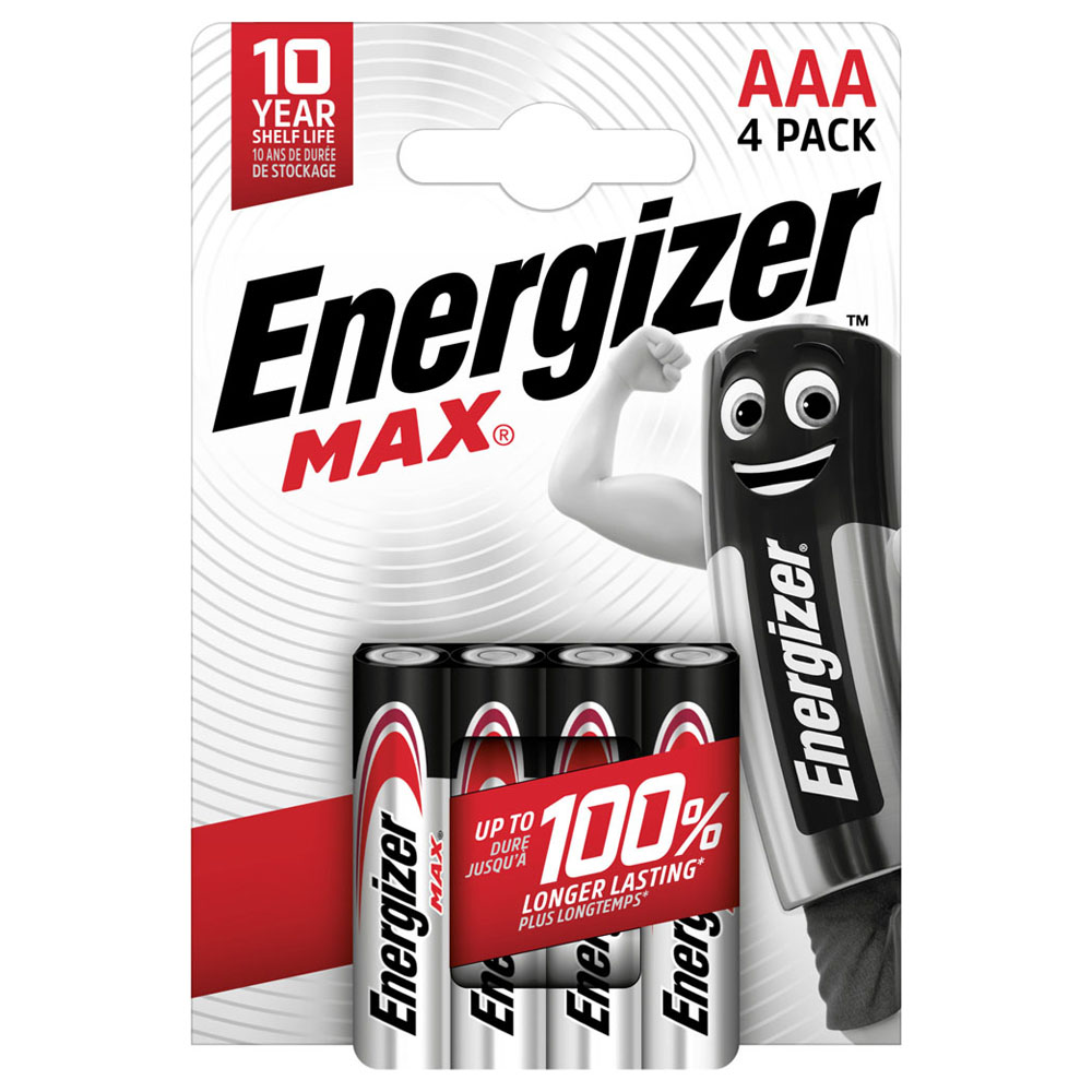 Energizer Max AAA 4 Pack Alkaline Batteries Image 1
