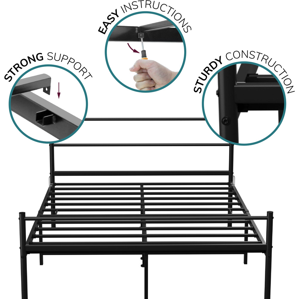 House Of Home Double Black Extra Strong Metal Bed Frame Image 3