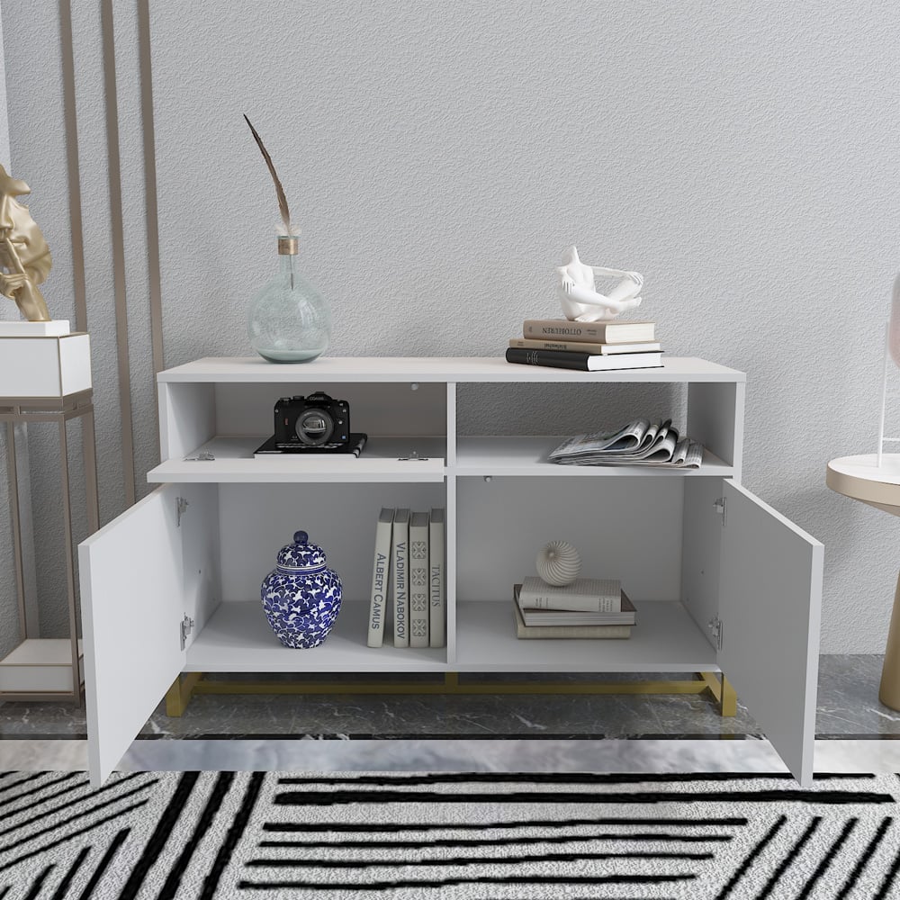 Decorotika Utopie 3 Door Singe Shelf White Modern Storage Cabinet Image 5