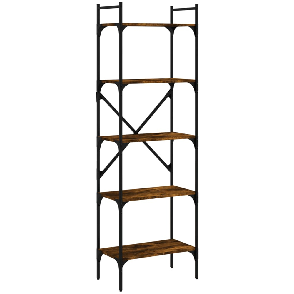 vidaXL 5 Shelf Smoked Oak Bookcase Image 2