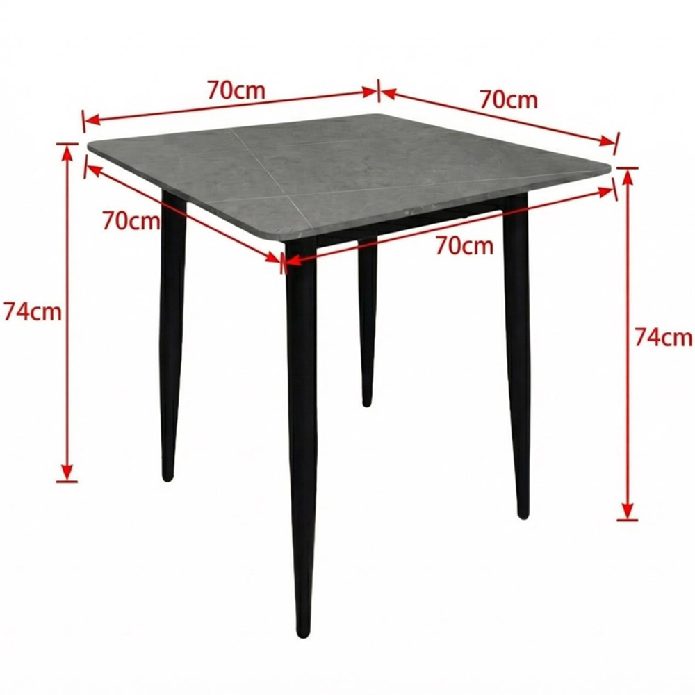 FWStyle Nova 2 Seater Sintered Stone Marble Effect Heat Resistant Fixed Top Dining Table Grey Image 4
