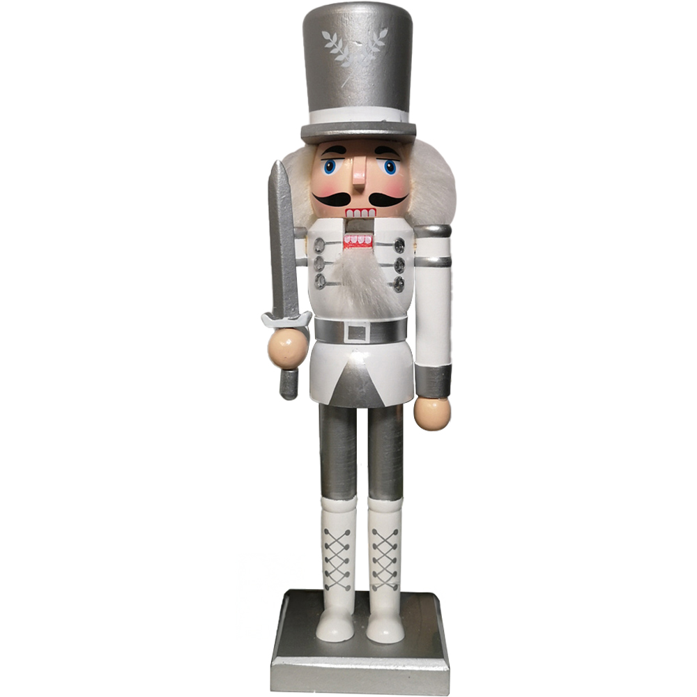 Samuel Alexander Wooden White and Silver Nutcracker Soldier Decoration Image 1