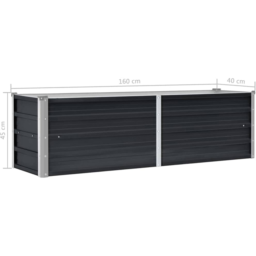 vidaXL Anthracite Galvanised Steel Raised Garden Bed 45 x 160 x 40cm Image 5