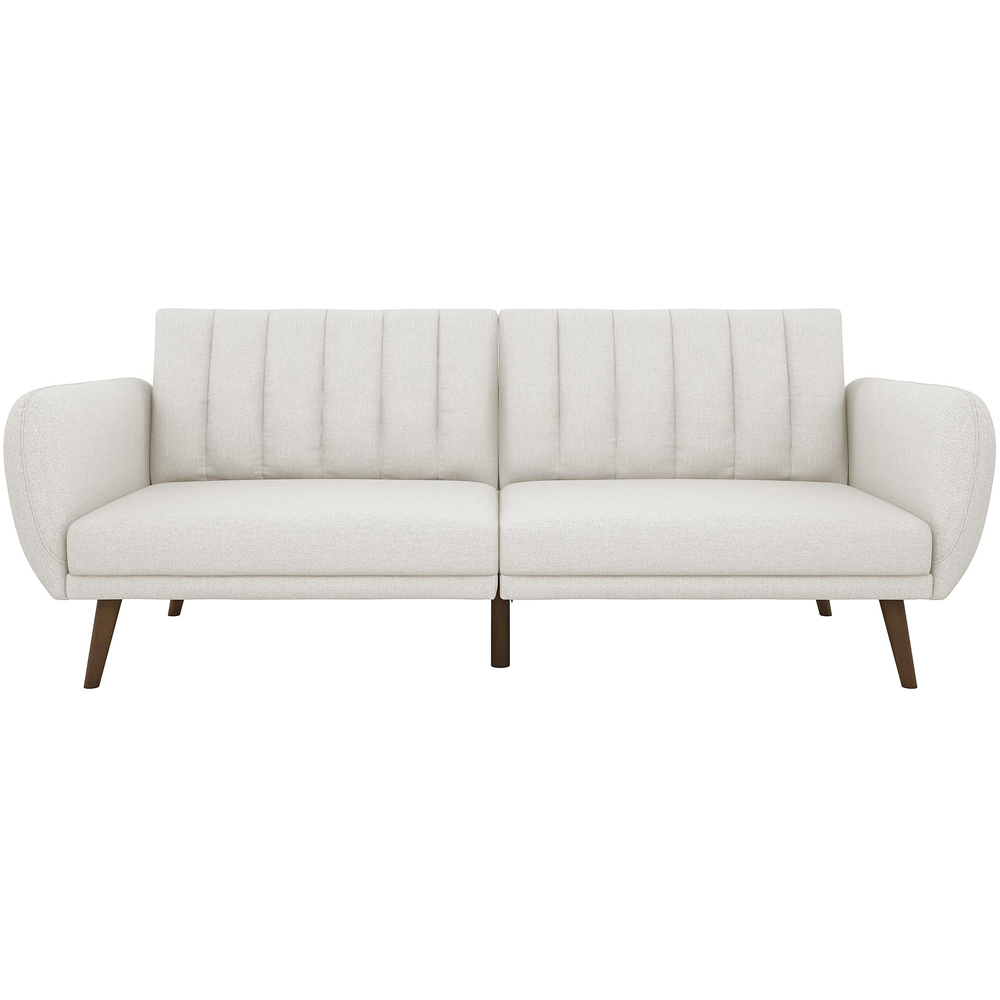 Novogratz Brittany 3 Seater Light Grey Linen Sofa Bed with Wooden Legs Image 3