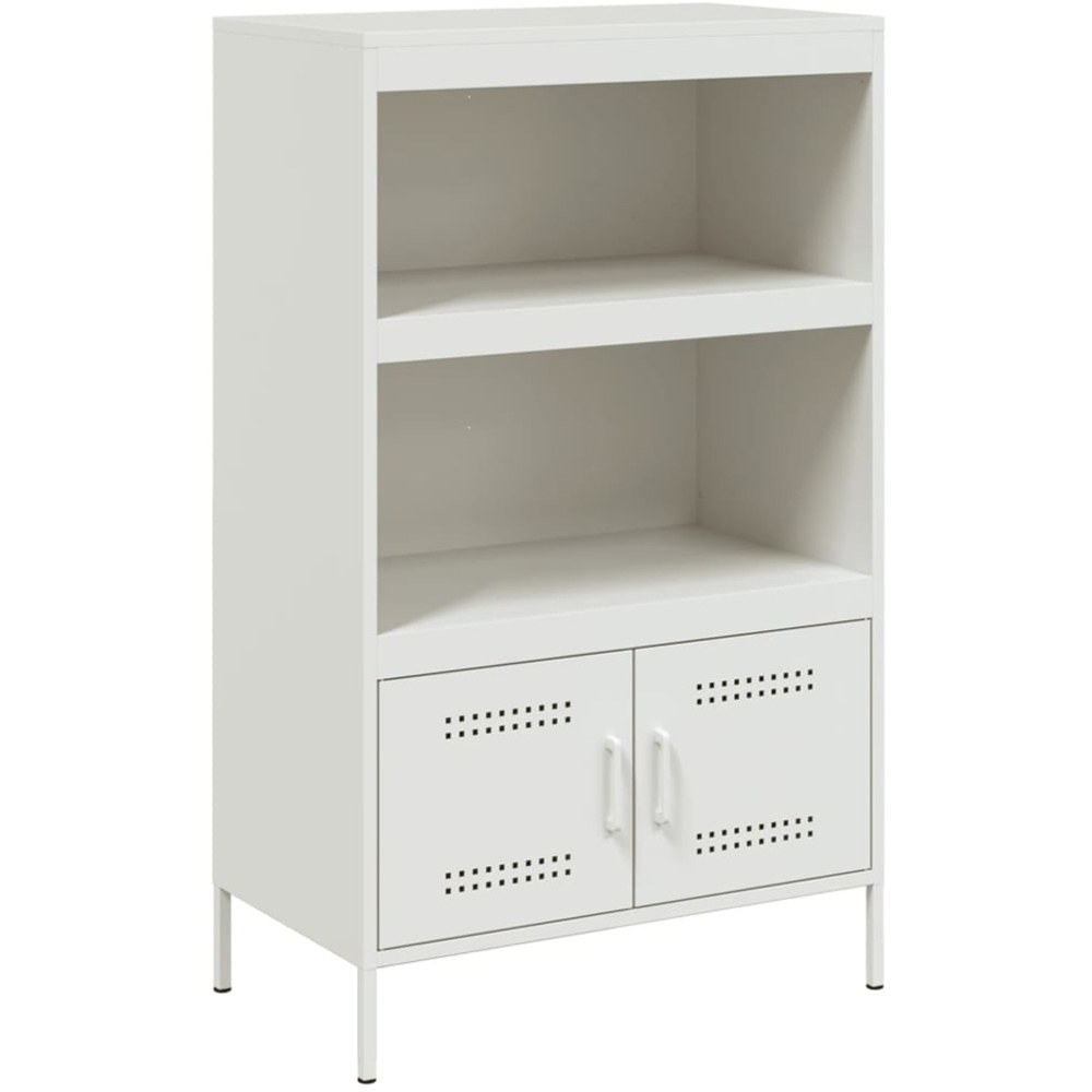 vidaXL 2 Door 2 Shelf White Metal Highboard Image 2
