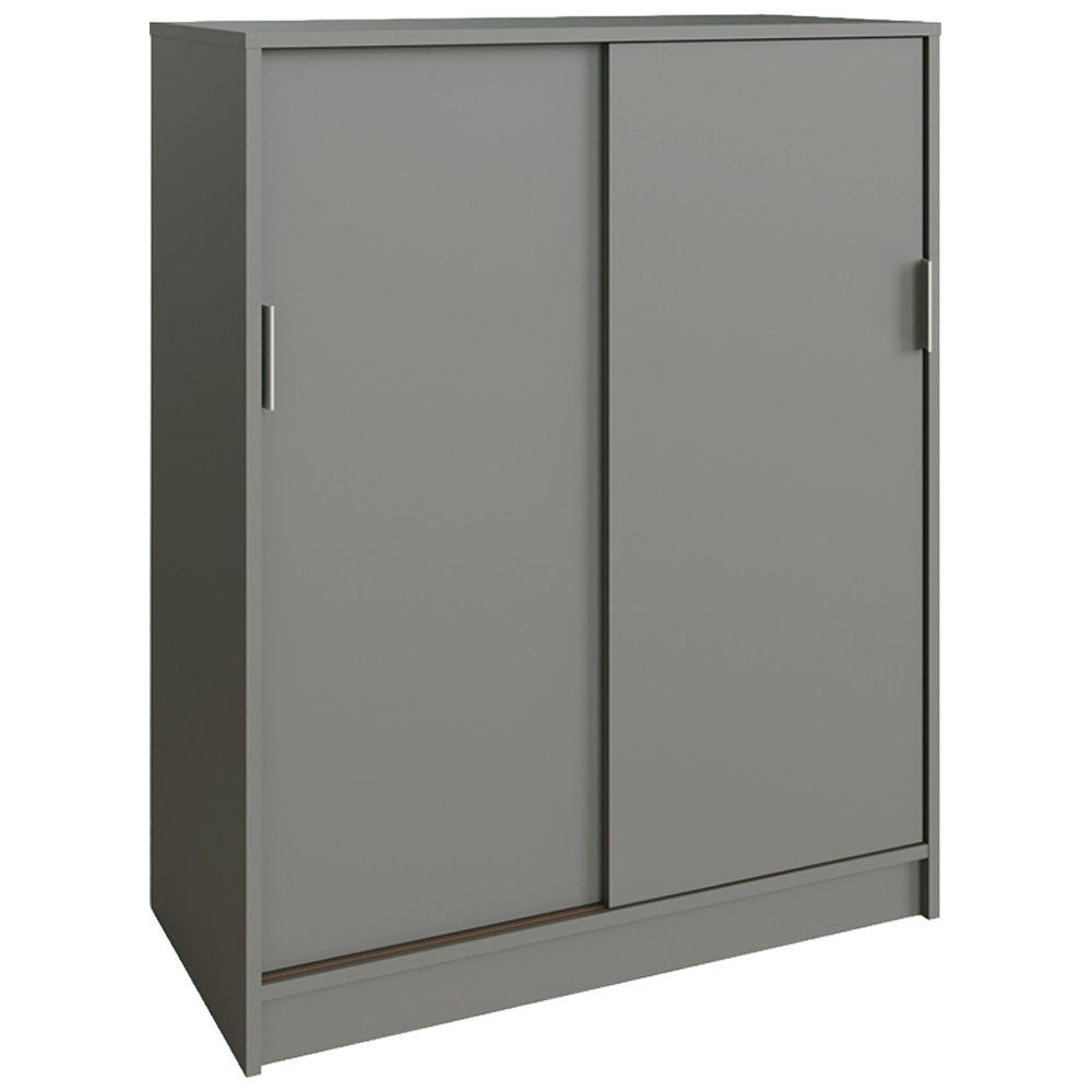 GFW Leighton 2 Sliding Door Grey Shoe Cabinet Image 2