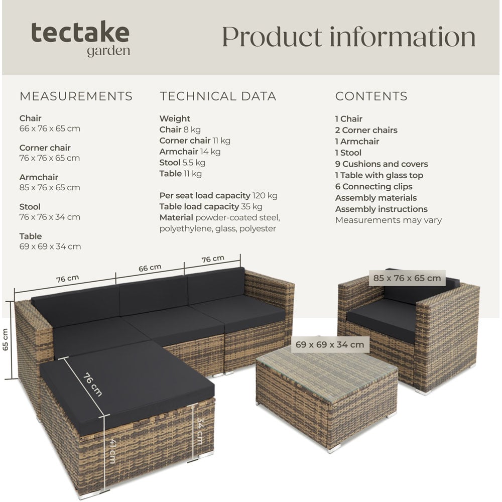 tectake Milan Nature Garden Furniture Set Image 9