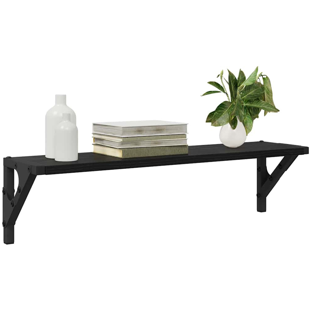 vidaXL 60 x 15cm Black Oak Wall Shelf Set of 2 Image 3