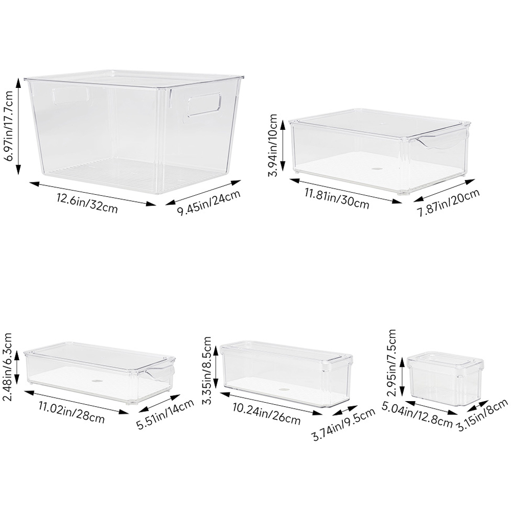 Living and Home Clear Stackable Fridge Organiser Storage Box Set 9 Pack Image 8