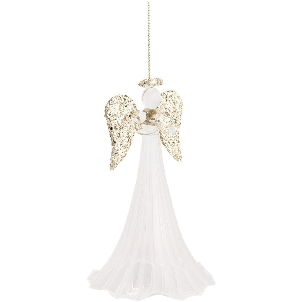 Clear Gold Glitter Angel Decoration Image 3