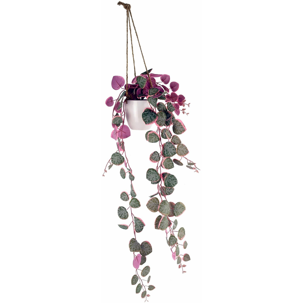 Leaf Trailing Pink String of Hearts Hanging Artificial Plant 90cm Image 1