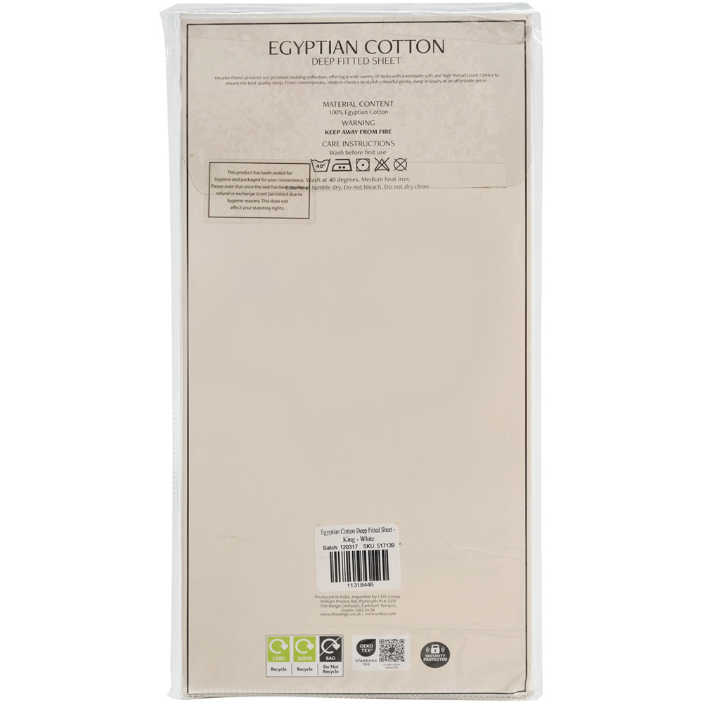 Egyptian Cotton Deep Fitted Bed Sheet White King Image 2