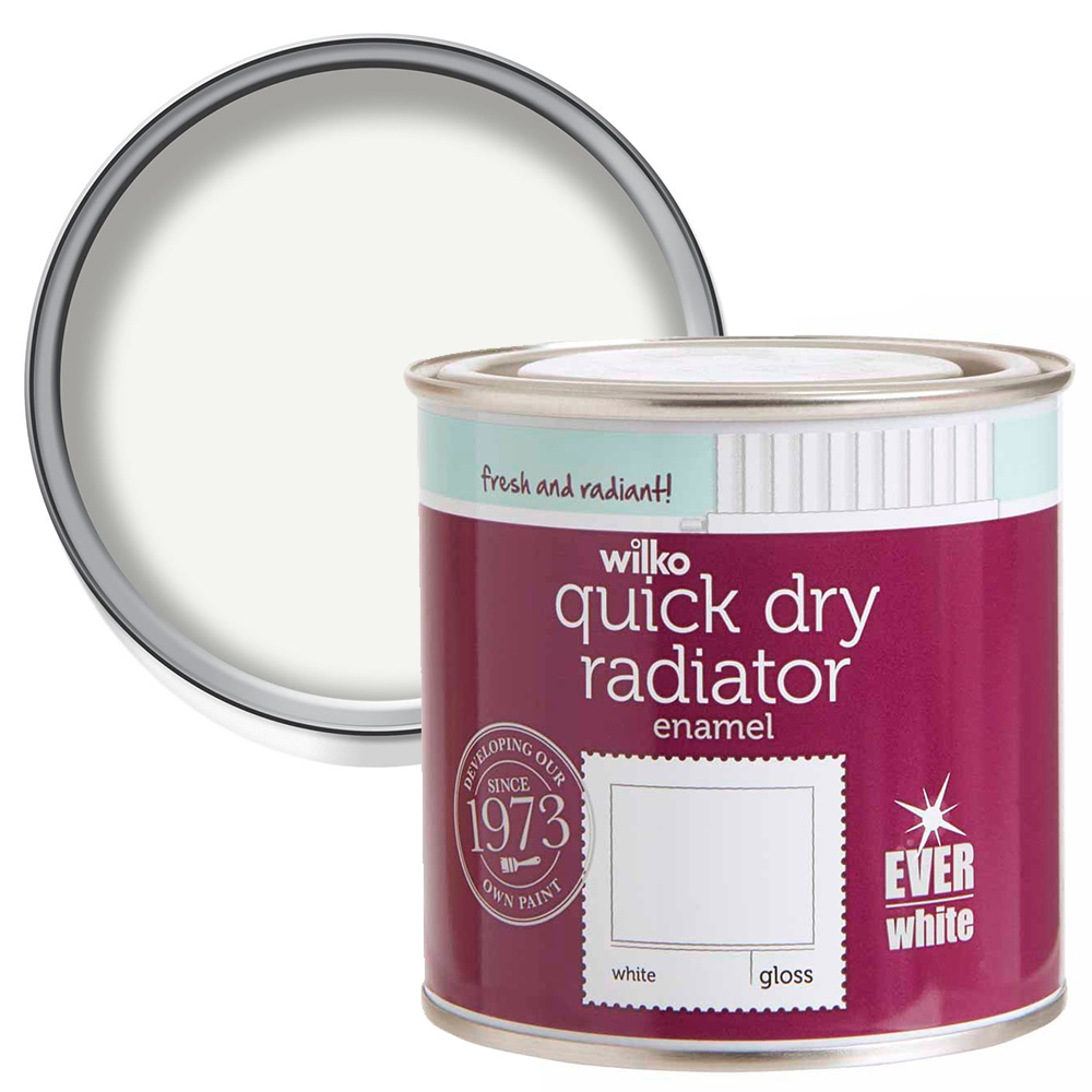 Wilko Quick Dry White Gloss Enamel Radiator Paint 250ml Image 1