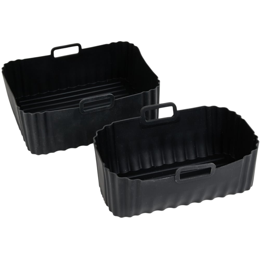Set of 2 Kitchen Master Silicone Rectangular Airfryer Liners Black Image 1