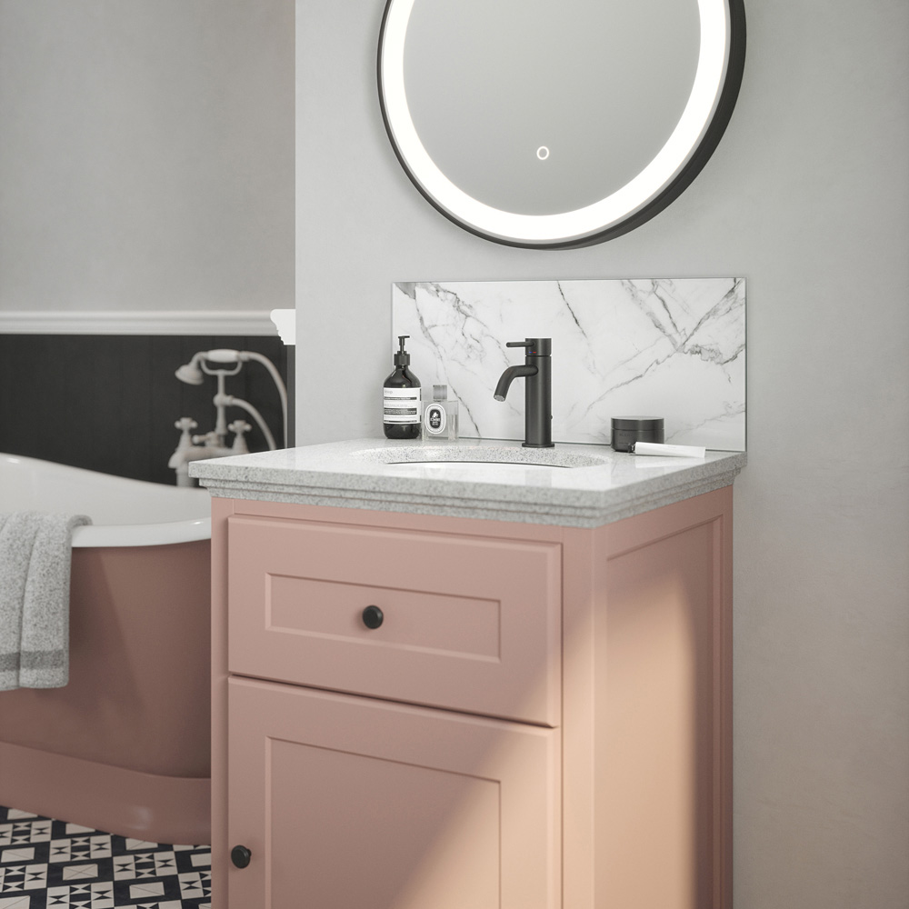 Carrara Marble Glass Bathroom Splashback 500 x 250 x 4mm Image 2
