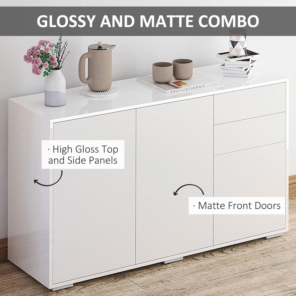 Portland 3 Door 2 Drawer White High Gloss Sideboard Image 6