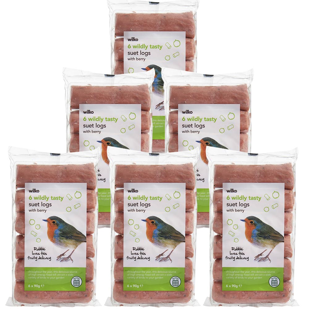Wilko Wild Bird Suet Logs with Berry 90g (Case of 6 x 6 Packs) Wilko