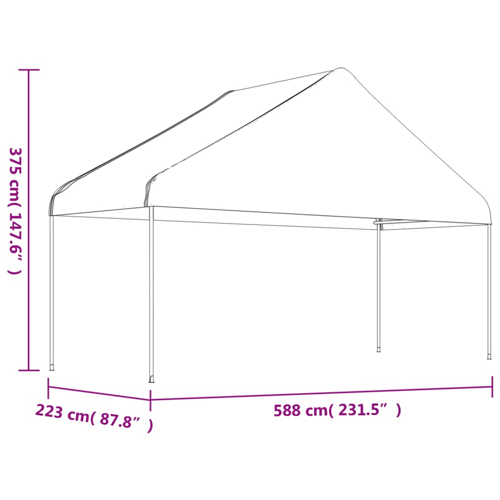 vidaXL 5.88 x 2.23m White Gazebo with Roof Image 4
