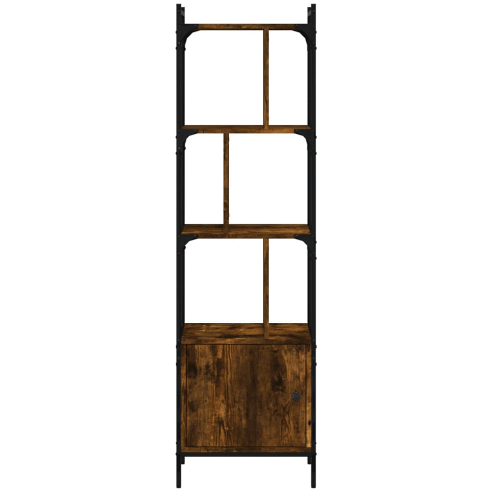 vidaXL Single Door 3 Shelf Smoked Oak Bookcase Image 4