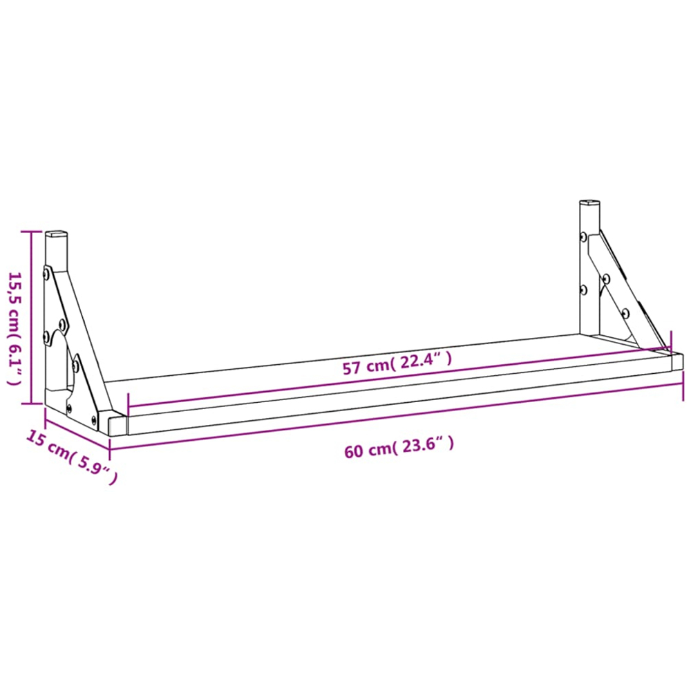 vidaXL 60 x 15 x 15.5cm Set of 2 Sonoma Oak Wall Shelf Image 8
