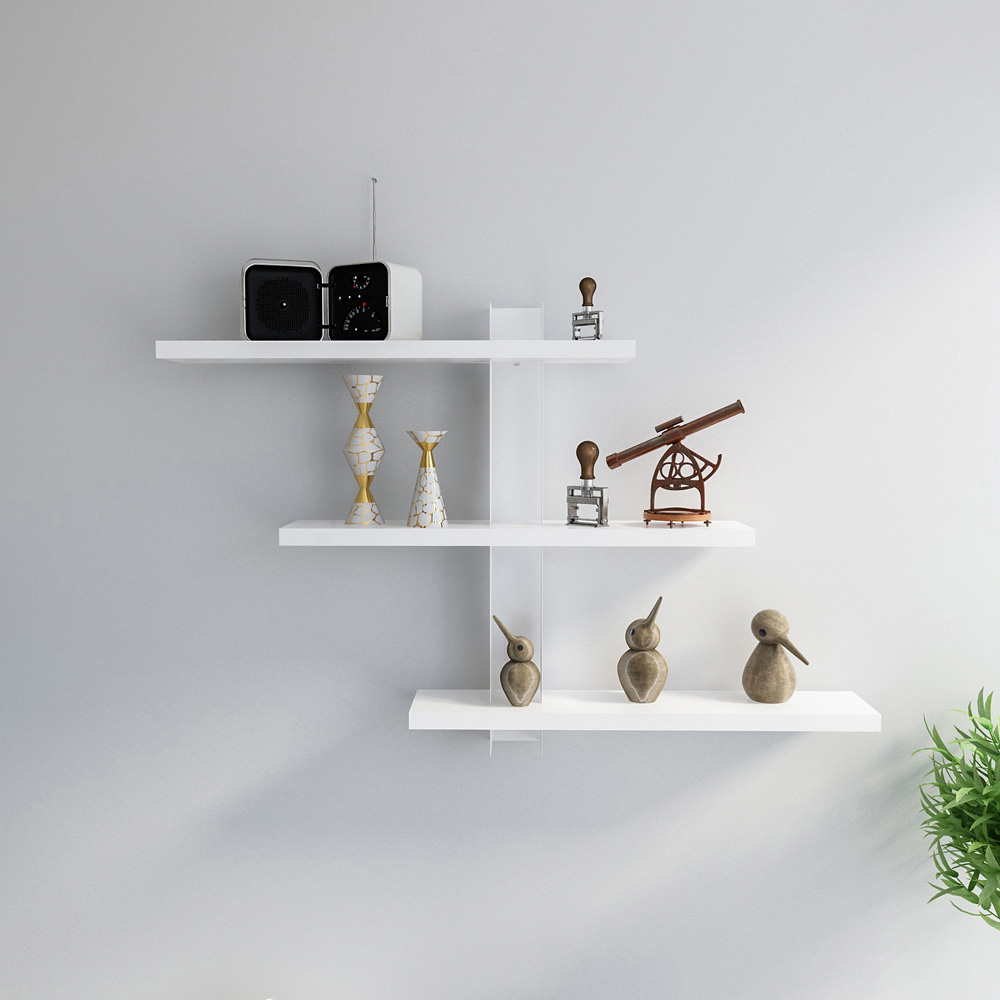 Decorotika Mita 3 Tier White Wall Mounted Shelf Image 4