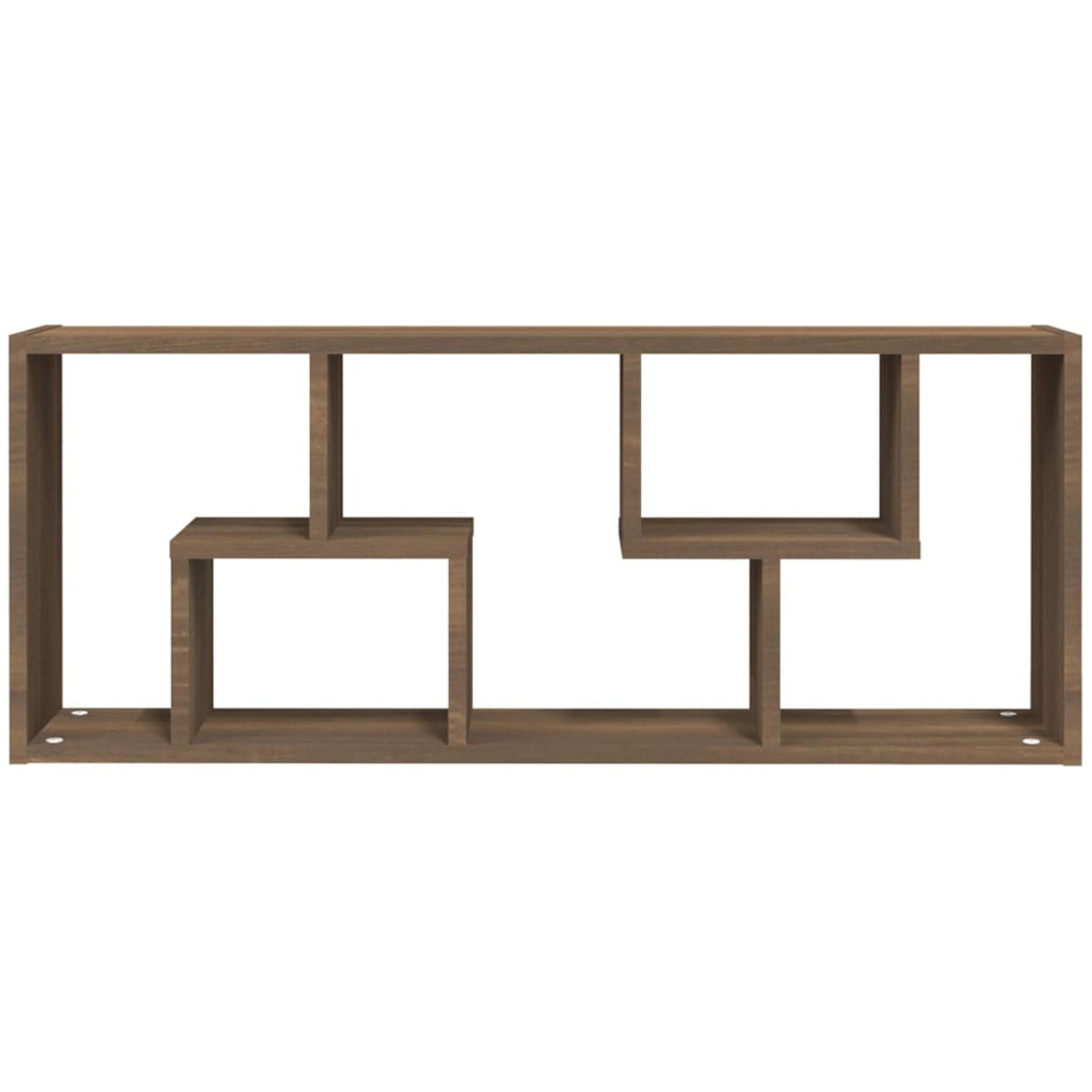 vidaXL 7 Shelf Brown Oak Floating Wall Shelf Image 4