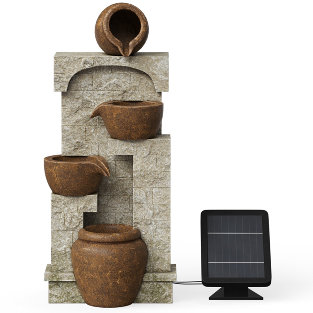 Teamson Home 4-TierLED Solar Powered Wall Waterfall Fountain with 2 Pots and 2 Bowls Image 4