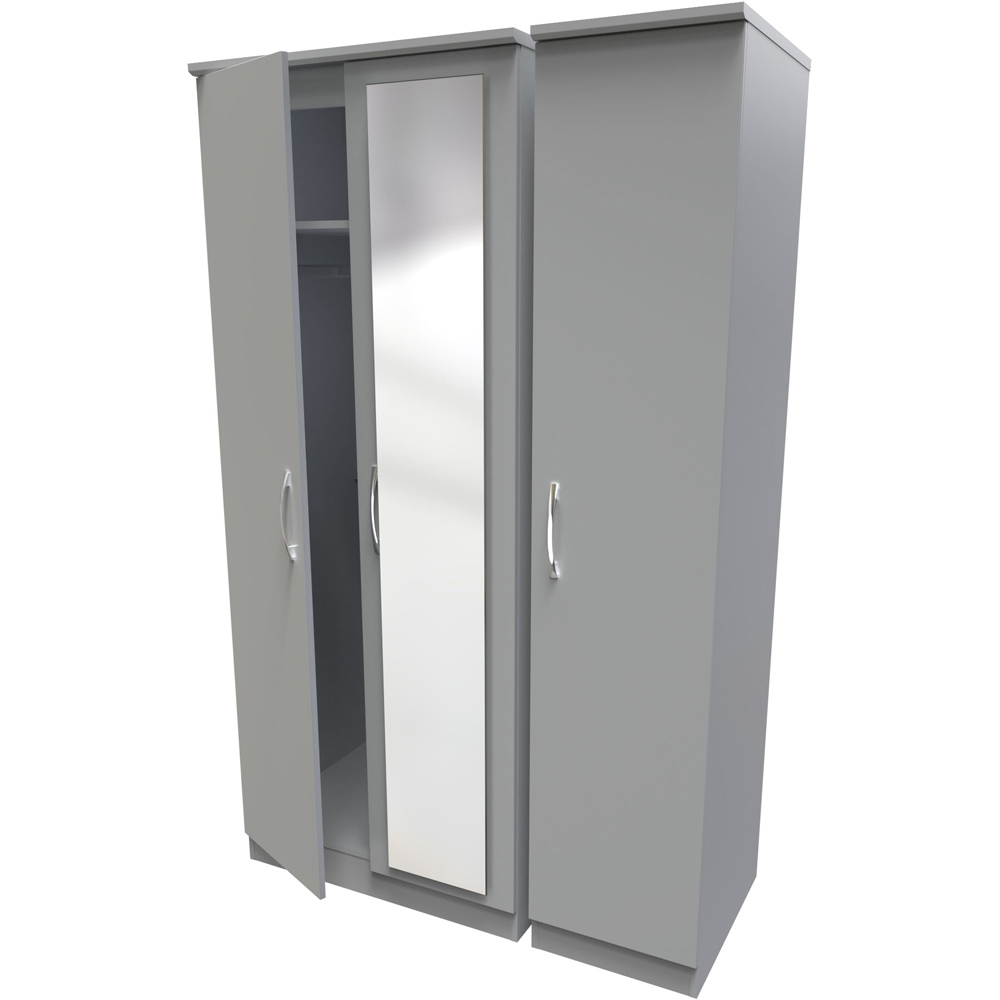 Crowndale Avon 3 Door Dusk Grey Mirror Wardrobe Ready Assembled Image 4
