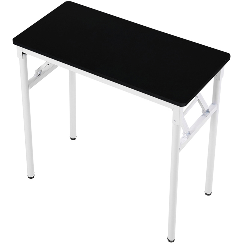 Living and Home Metal Frame Foldable Laptop Desk with Adjustable Feet Black and White Image 2