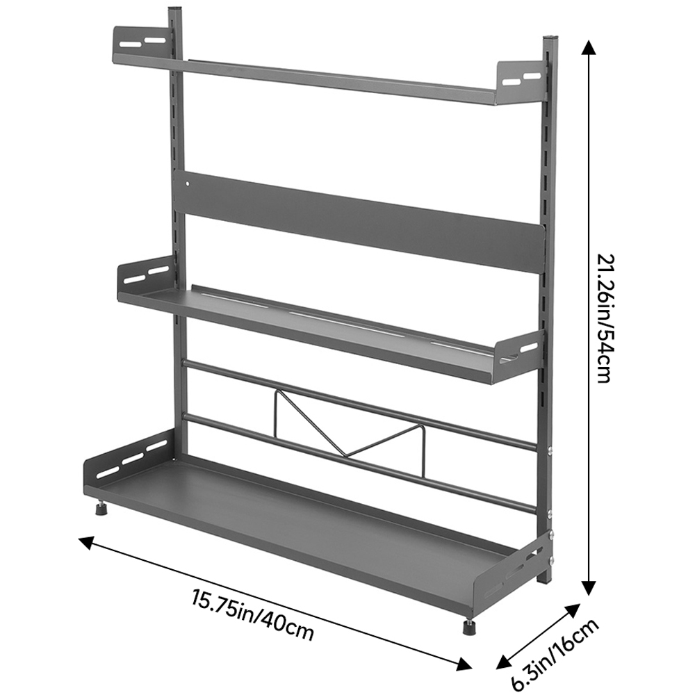 Living and Home 3 Shelf Gunmetal Grey Adjustable Kitchen Spice Rack 40cm Image 8