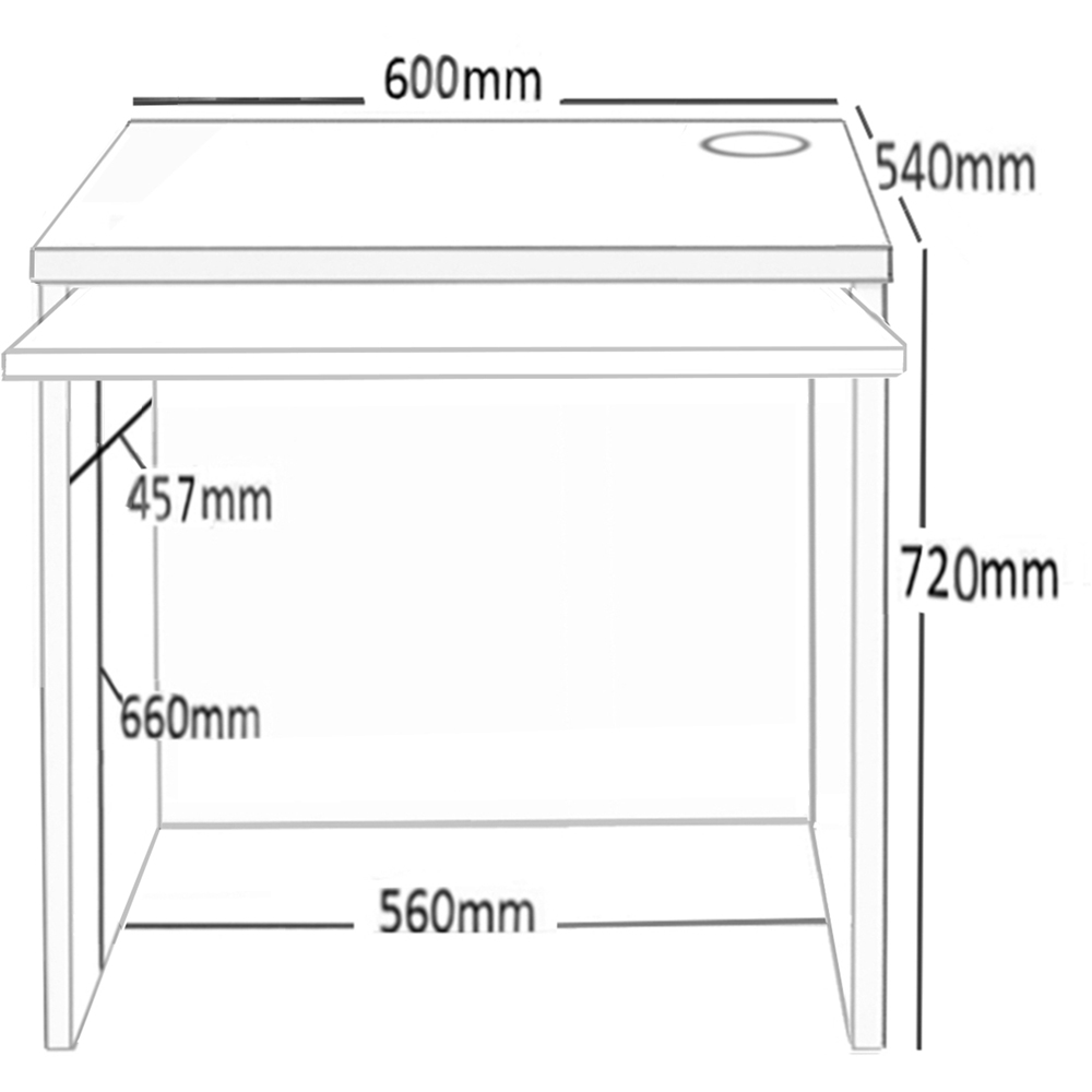 R White Cabinets Small Laptop Desk with Keyboard Tray Grey Image 5