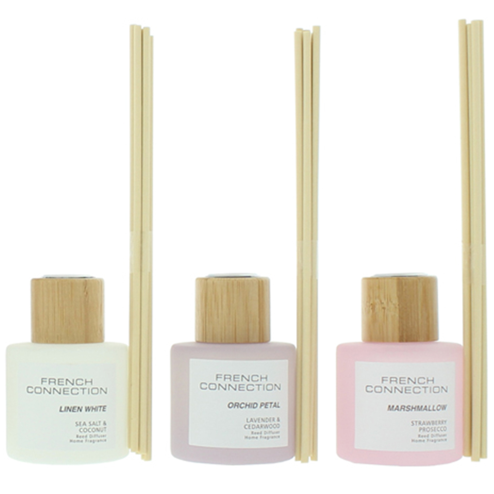 French Connection Pastel Collection Reed Diffuser 3 Piece Gift Set 50ml ...