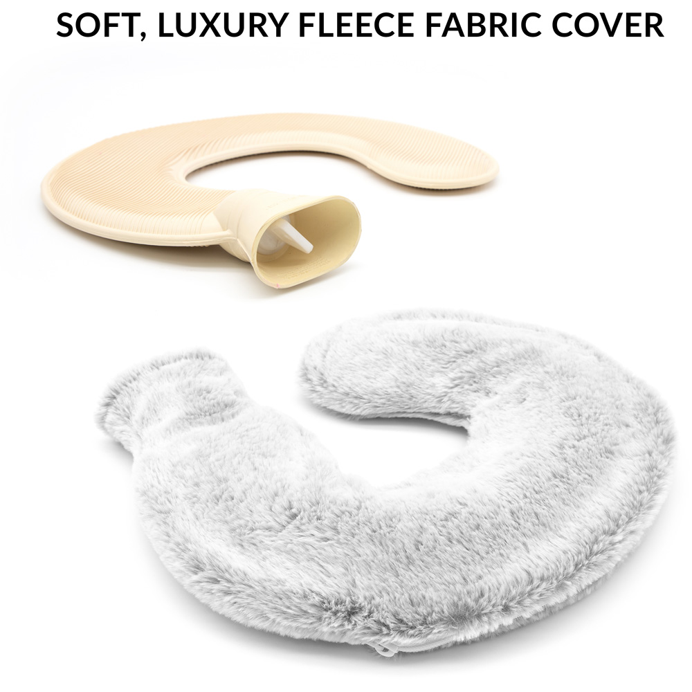 Bauer Professional Light Grey Soft Faux Fur Fleece Neck and Shoulder Hot Water Bottle Image 4