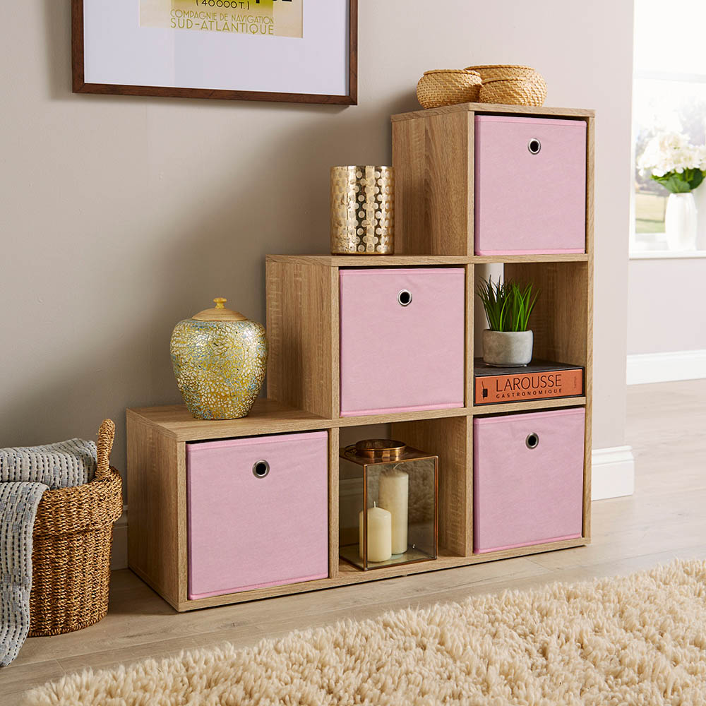 Home Source 6 Cube Oak Storage Unit Image 5
