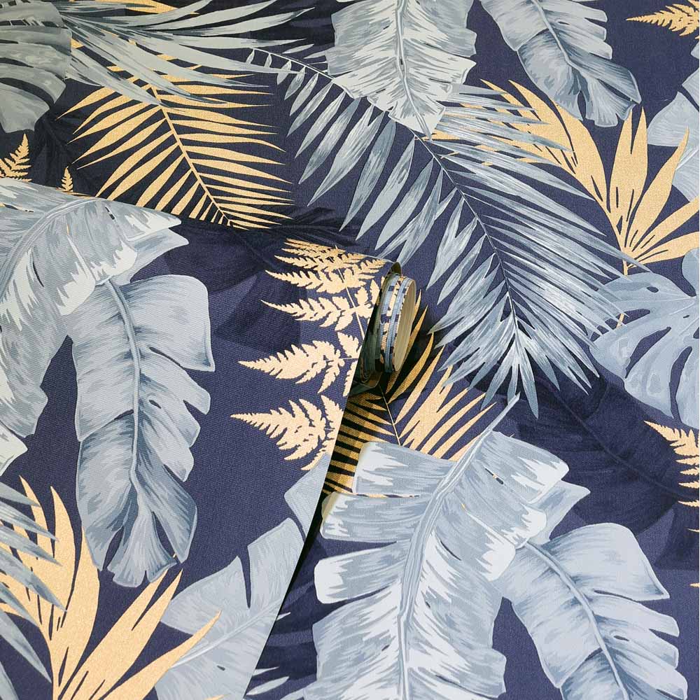 Arthouse Soft Tropical Navy Wallpaper Image 2