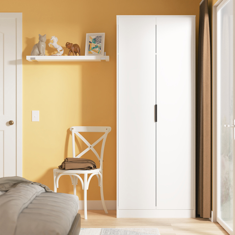 Crowndale Hong Kong 2 Door Matt White Tall Wardrobe Ready Assembled Image 6