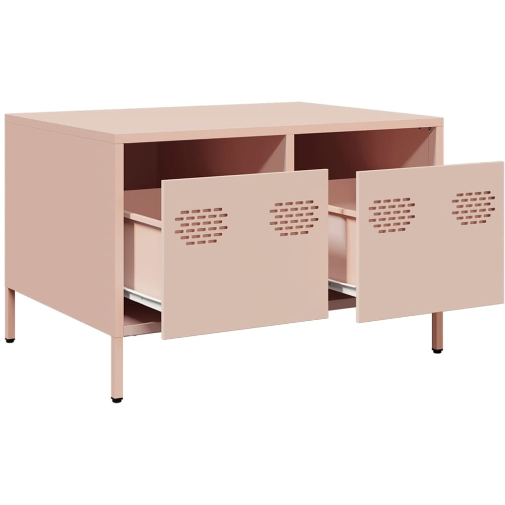 vidaXL 2 Drawer Pink Steel Industrial Style TV Cabinet Image 3