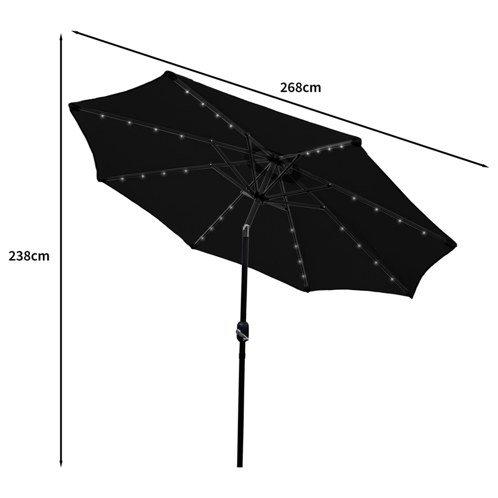 Monster Shop Black Tilt Design LED Parasol 2.4m Image 6