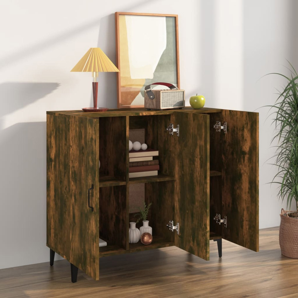 vidaXL 3 Door Smoked Oak Sideboard Image 3