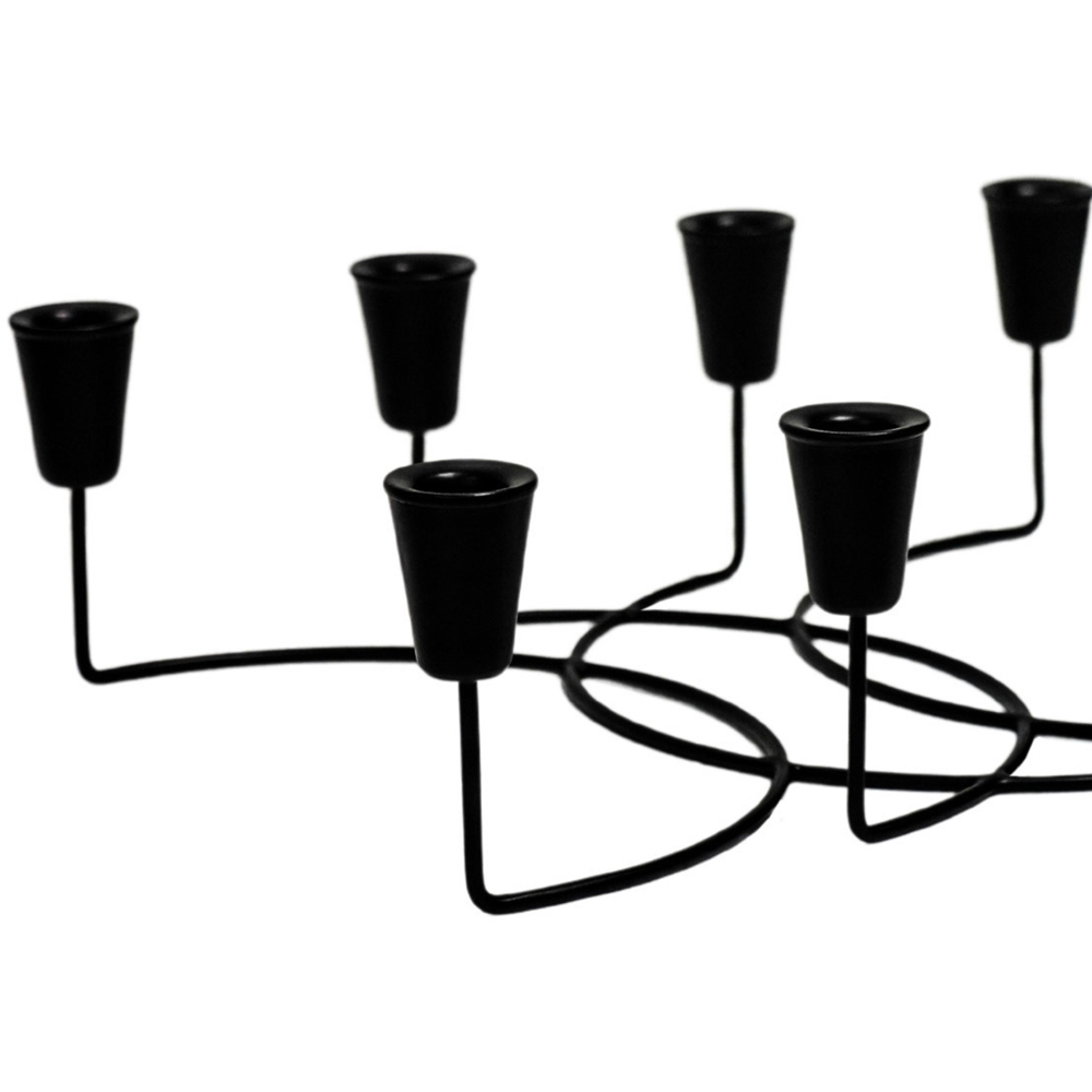 Ivyline 8 Piece Black Circular Taper Candle Holder Image 3