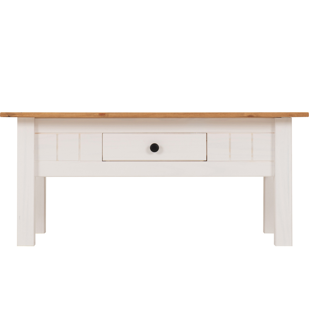 Seconique Panama Single Drawer White and Natural Wax Coffee Table Image 4