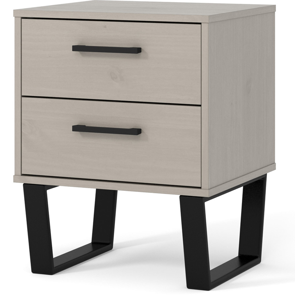 Core Products Texas 2 Drawer Grey Waxed Pine Bedside Cabinet Image 2