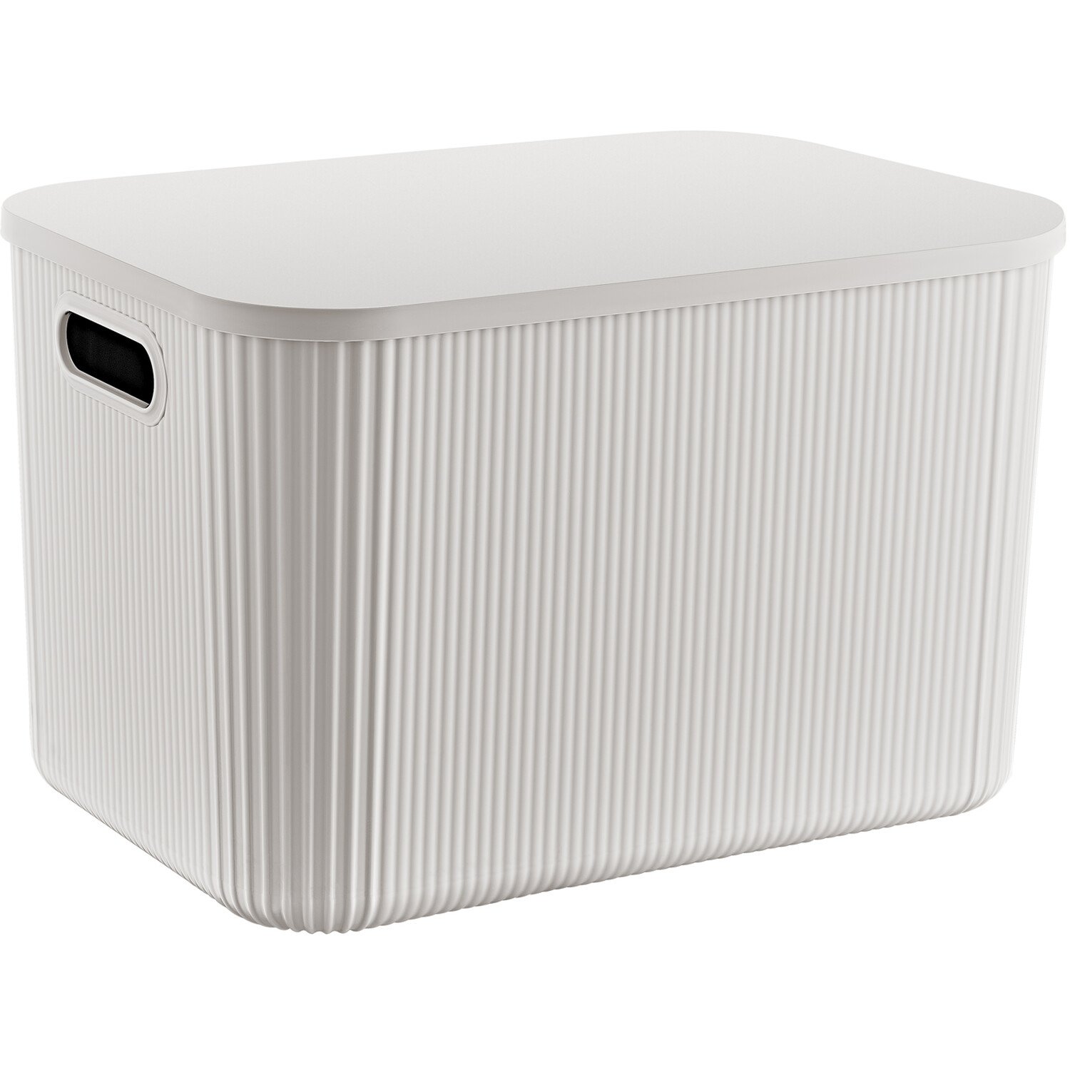 My Home Ribbed Storage Box with Lid - Light Grey / L Image