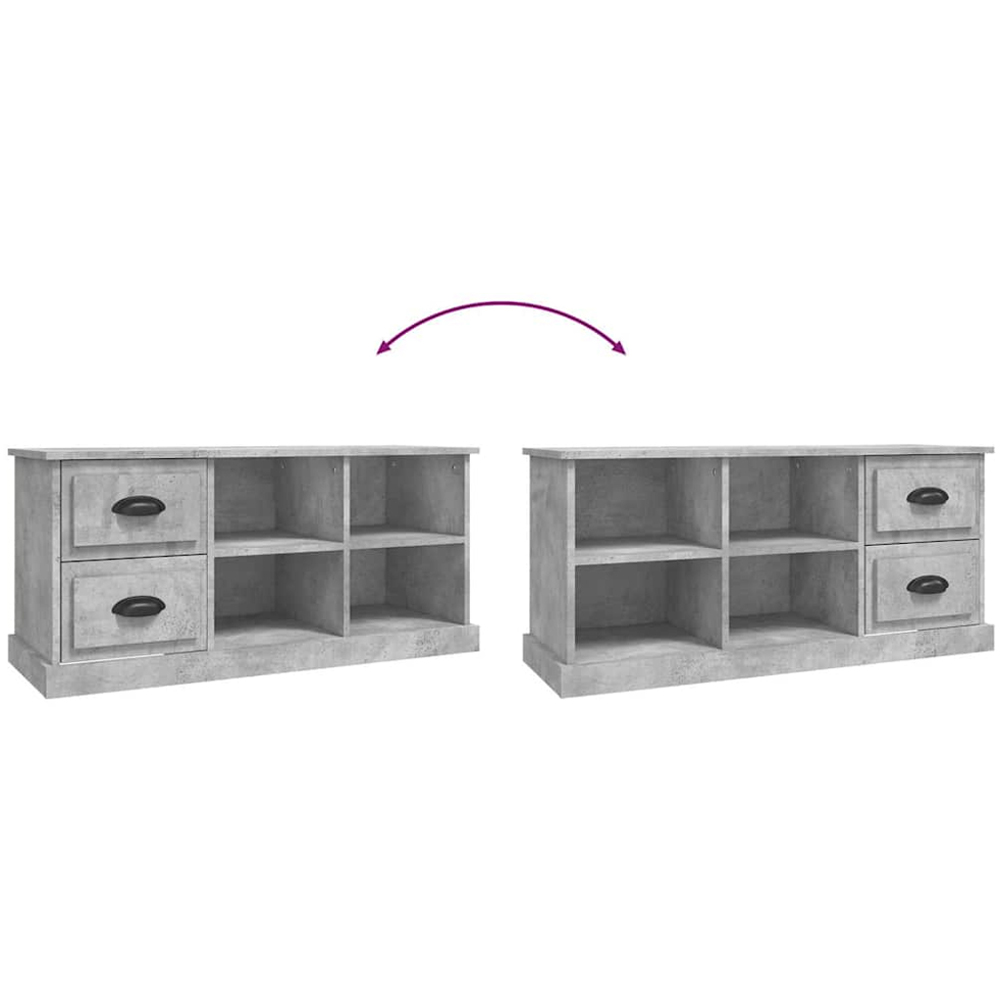 vidaXL 2 Drawer 4 Shelf Concrete Grey TV Cabinet Image 7