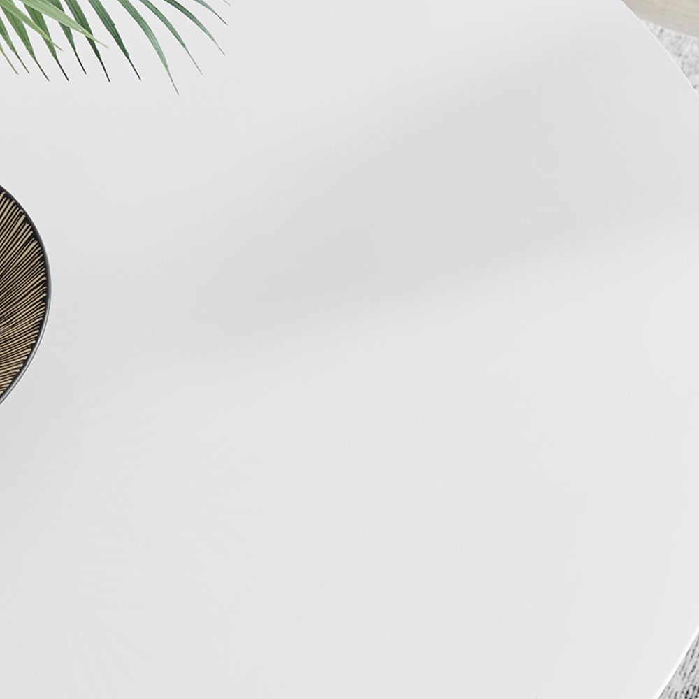 Furniturebox Arona Solara 6 Seater Round Dining Set White Gloss and Black Image 4