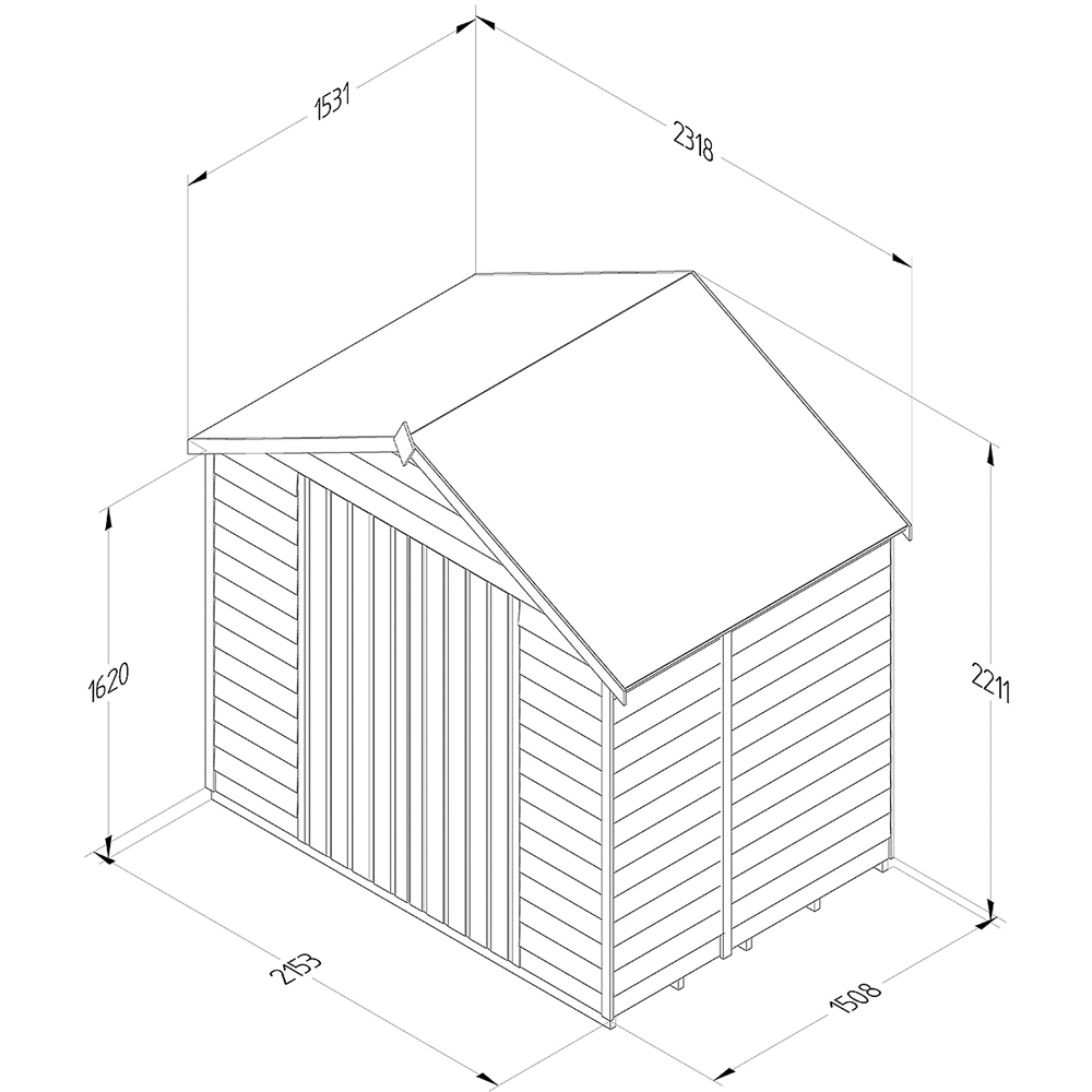 Forest Garden 7 x 5ft Double Door Pressure Treated Overlap Apex Shed Image 7